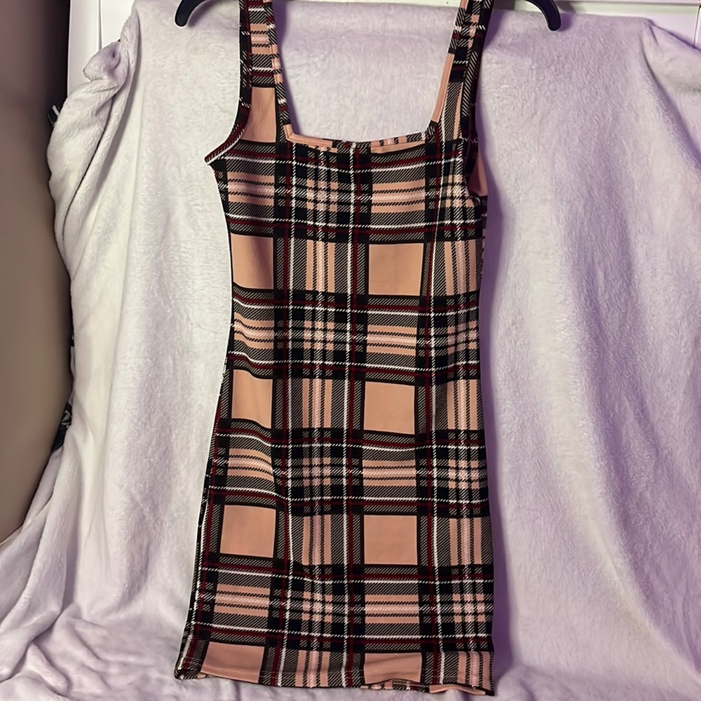 Brand new SHEIN dress, plaid with pink, red, black, and white color, Medium size